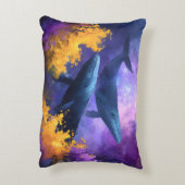 水彩クジラ抽象芸術海園 アクセントクッション (裏面(縦))