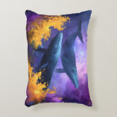水彩クジラ抽象芸術海園 アクセントクッション (正面(垂直))