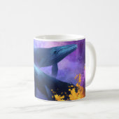 水彩クジラ抽象芸術海園 コーヒーマグカップ (正面右)