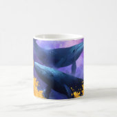 水彩クジラ抽象芸術海園 コーヒーマグカップ (中央)