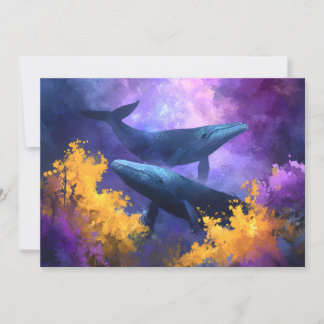 水彩クジラ抽象芸術海園 シーズンカード