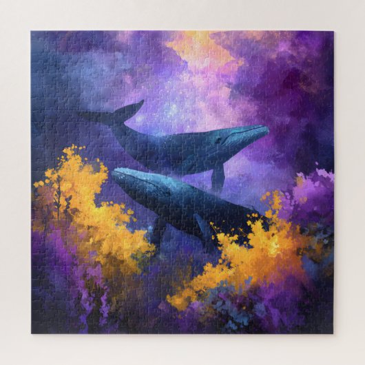 水彩クジラ抽象芸術海園 ジグソーパズル (縦)