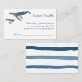 水彩クジラ赤ちゃんシャワーおむつラッフル エンクロージャーカード (正面/裏面)