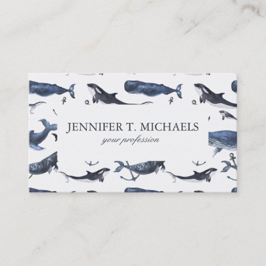 水彩クジラ&いかり 名刺 (正面)