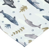 水彩クジラ ショートテーブルランナー (コーナー)