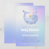 水彩クジラ　ジェンダーニュートラル　オシャレな海洋グラデーション 招待状 (正面/裏面)