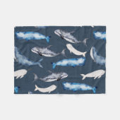 水彩クジラ フリースブランケット (正面(横))