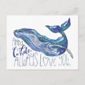 水彩クジラ - 私クジラいつも愛してる ポストカード (正面)