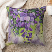 水彩クッションに美しい藤の花 クッション (ブランケット)