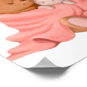 水彩クマのウサギのハグ | クマの壁プリント ポスター (角)