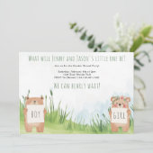 水彩クマの性別発表パーティー　男の子？女の子？ 招待状 (スタンド正面)