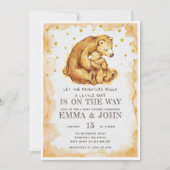 水彩クマグリッターベビーシャワー 招待状 (正面)