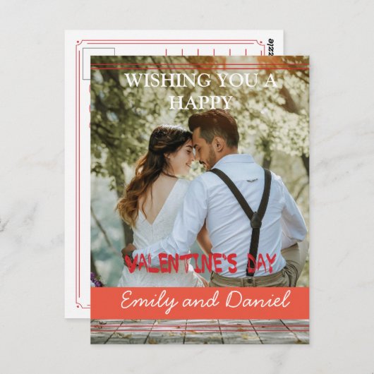 水彩クマ写真バレンタインデーパーソナライズされた ポストカード (正面/裏面)