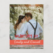 水彩クマ写真バレンタインデーパーソナライズされた ポストカード (正面)