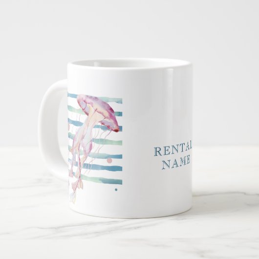 水彩クラゲのバケーションレンタル ジャンボコーヒーマグカップ (正面左)