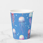 水彩クラゲザシーズアンダー誕生日 紙コップ (裏面)