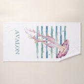 水彩クラゲビーチ沿岸雪崩 バスタオル (バスタオル)