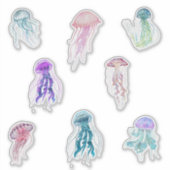 水彩クラゲ海洋生物 シール (正面)