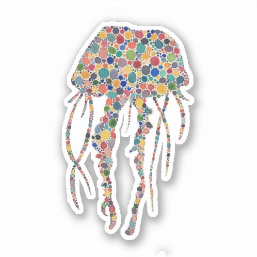 水彩クラゲ シール (正面)