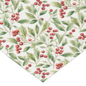水彩クラシッククリスマスグリーンリーホリーベリー ショートテーブルランナー (コーナー)