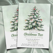 水彩クラシッククリスマスツリー飾のパーティー 招待状