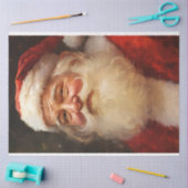 水彩クラシックサンタクロース微笑み赤帽子 薄葉紙 (クラフト)