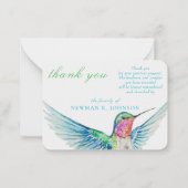 水彩クラシックハミングバードメモリアル ノートカード (正面)