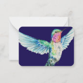 水彩クラシックハミングバードメモリアル ノートカード (裏面)