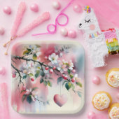 水彩クラボルハート木 ペーパープレート (パーティー)