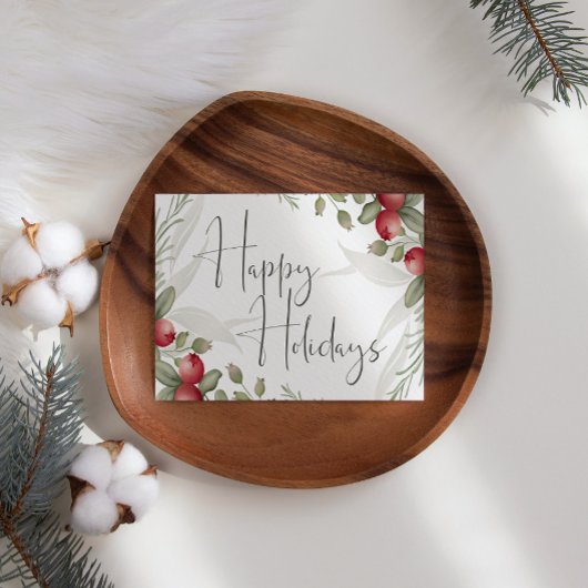 水彩クランベリービジネスクリスマスカード