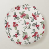 水彩クランベリー美しい円枕 ラウンドクッション (裏面)