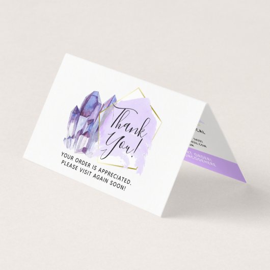 水彩クリスタル&金ゴールドボホサンキューカード (正面)