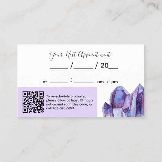 水彩クリスタル&金ゴールドミニマリストアポイントメント 名刺 (裏面)