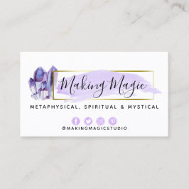 水彩クリスタル&金ゴールドミニマリストアポイントメント 名刺