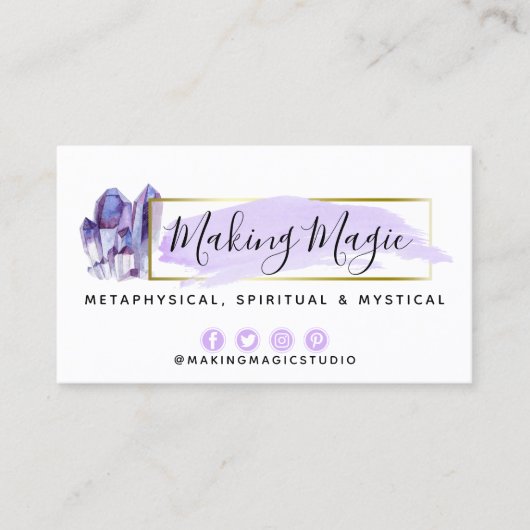 水彩クリスタル&金ゴールドミニマリストアポイントメント 名刺 (正面)