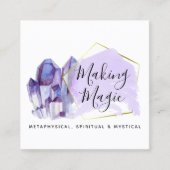 水彩クリスタル&金ゴールドミニマリストソーシャルメディア スクエア名刺 (正面)