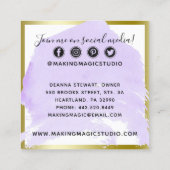 水彩クリスタル&金ゴールドミニマリストソーシャルメディア スクエア名刺 (裏面)