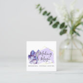 水彩クリスタル&金ゴールドミニマリストソーシャルメディア スクエア名刺 (スタンド正面)