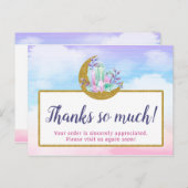 水彩クリスタル&金ゴールドムーンサンキューカード ポストカード (正面/裏面)