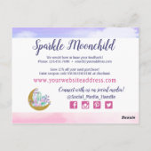 水彩クリスタル&金ゴールドムーンサンキューカード ポストカード (裏面)