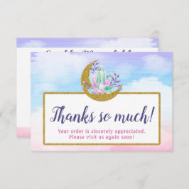 水彩クリスタル&金ゴールドムーンサンキューカード 招待状