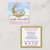 水彩クリスタル&金ゴールドムーンソーシャルネットワーキング スクエア名刺 (正面/裏面)