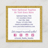 水彩クリスタル&金ゴールドムーンソーシャルネットワーキング スクエア名刺 (裏面)