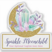 水彩クリスタル&金ゴールド三日月のロゴ名 シール (正面)