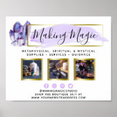 水彩クリスタル&金ゴールド幾何学的ロゴプロモーション ポスター (正面)