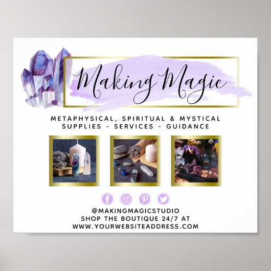 水彩クリスタル&金ゴールド幾何学的ロゴプロモーション ポスター (正面)