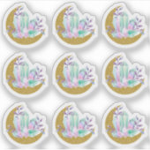 水彩クリスタル&金ゴールド輝く三日月 シール (正面)