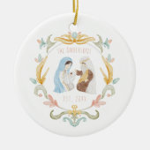 水彩クリスチャンクリスマス出生 セラミックオーナメント (正面)