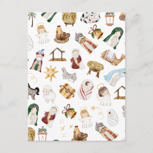 水彩クリスチャンクリスマス出生 ポストカード (正面)