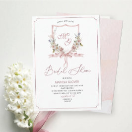 水彩クリストピンクの花ブライダルシャワー 招待状